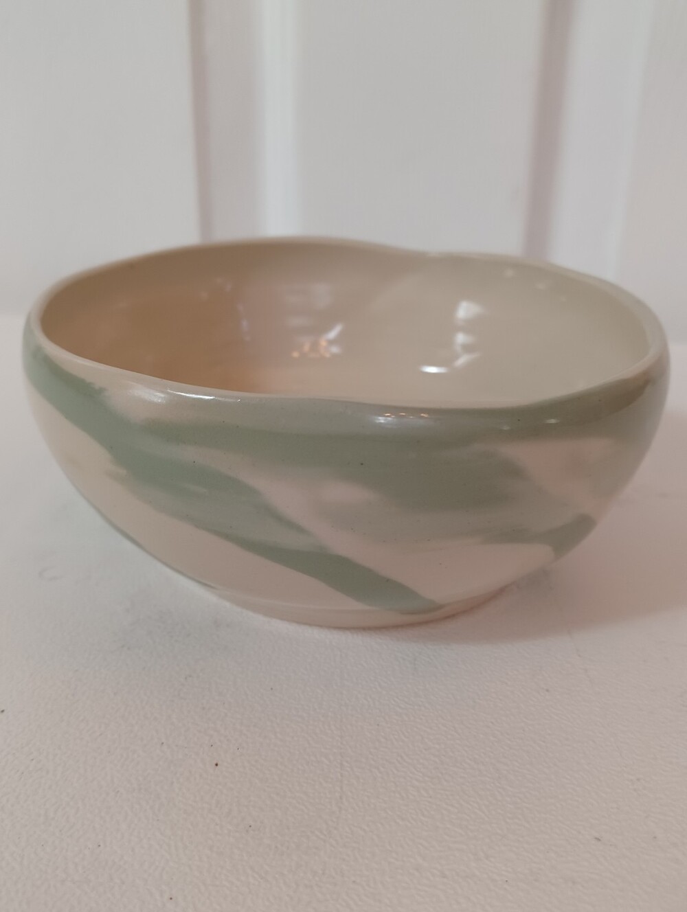 Hand Thrown Studio Pottery Matcha Bowl Marbled Ceramic Swirl Artist Signed